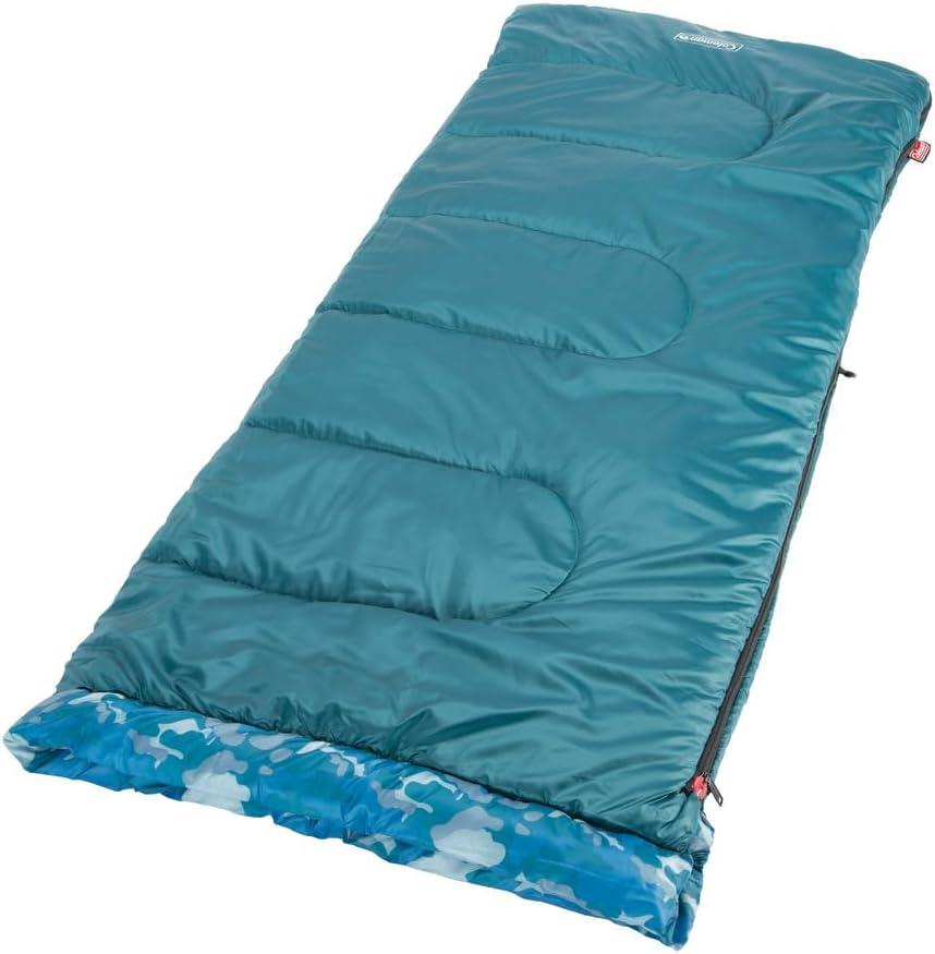 imageColeman Kids 45F Sleeping Bag for Children up to 5ft 5in Tall Lightweight ampamp Warm Sleep Sack for IndoorOutdoor Use Machine WashableBlue