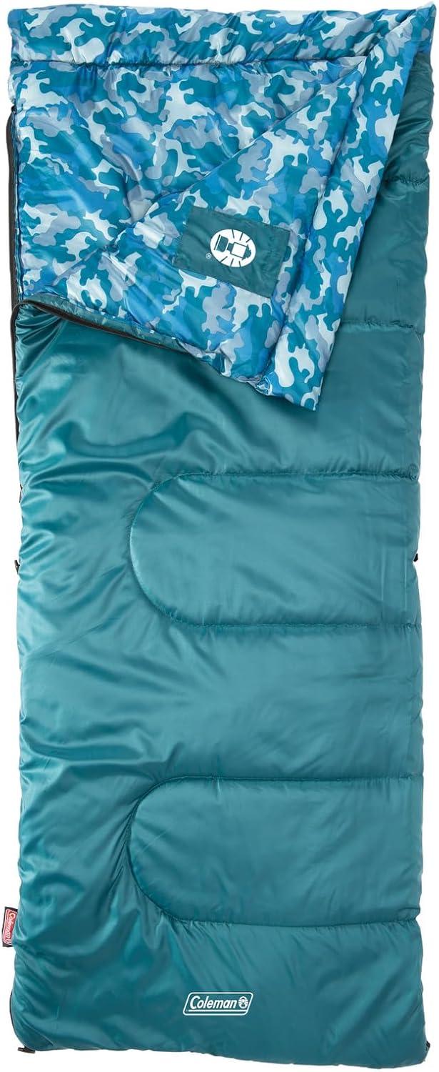 imageColeman Kids 45F Sleeping Bag for Children up to 5ft 5in Tall Lightweight ampamp Warm Sleep Sack for IndoorOutdoor Use Machine WashableBlue