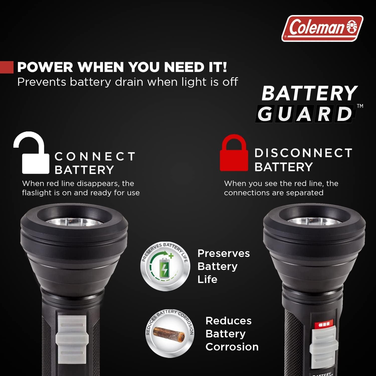 imageColeman LED Flashlight with Enhanced Battery Protection WaterResistant Batteries Last up to 25 Longer Than Other Flashlights Great for Camping Power Outage Emergencies ampamp More500 Lumens