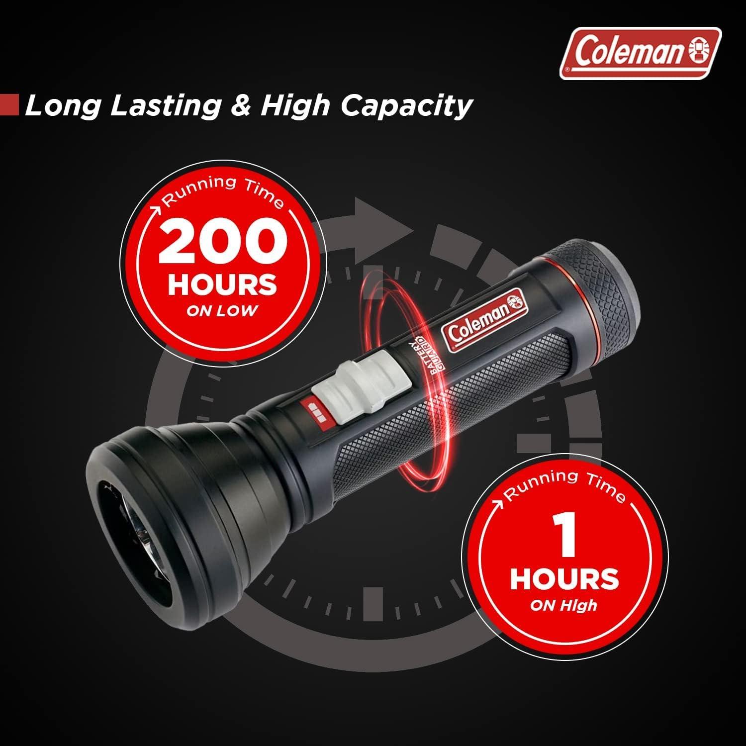 imageColeman LED Flashlight with Enhanced Battery Protection WaterResistant Batteries Last up to 25 Longer Than Other Flashlights Great for Camping Power Outage Emergencies ampamp More500 Lumens