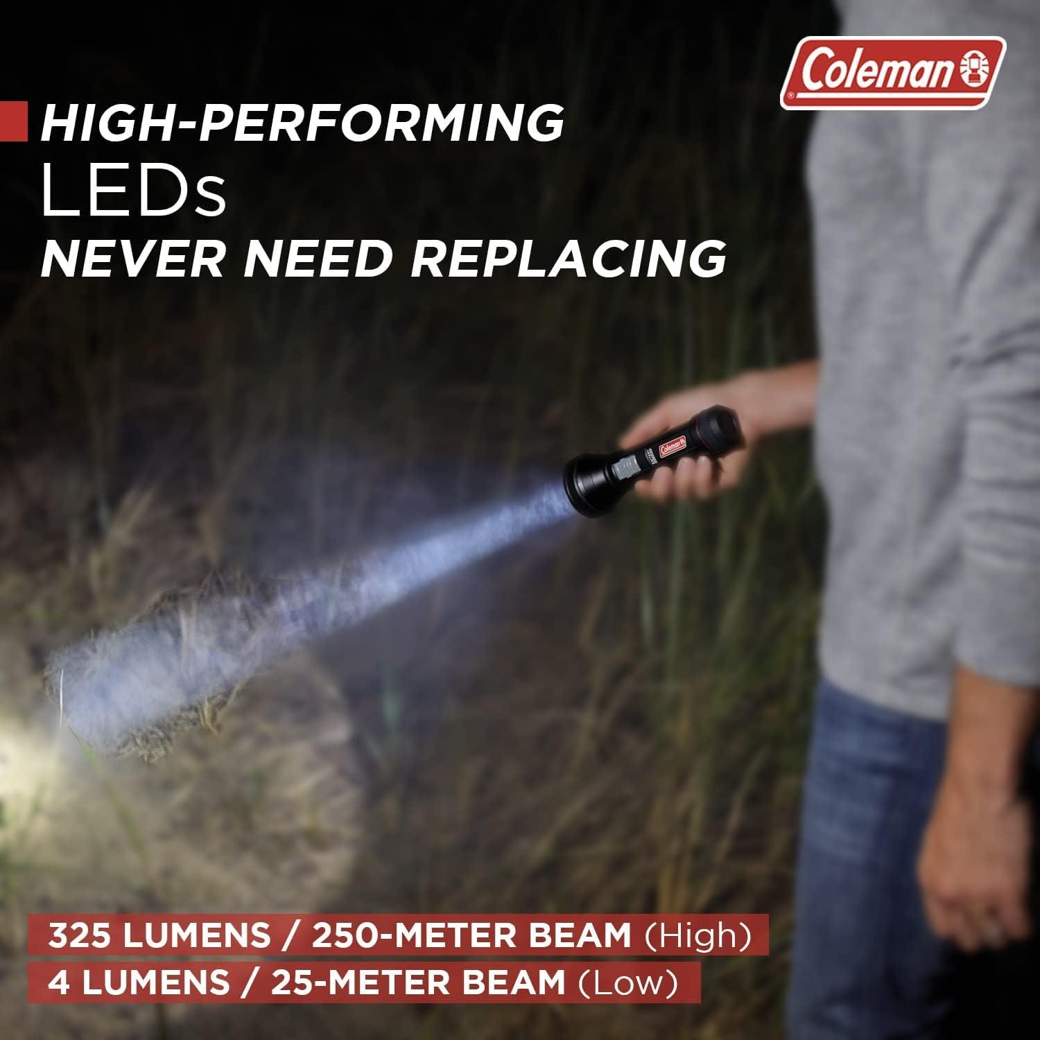imageColeman LED Flashlight with Enhanced Battery Protection WaterResistant Batteries Last up to 25 Longer Than Other Flashlights Great for Camping Power Outage Emergencies ampamp More500 Lumens