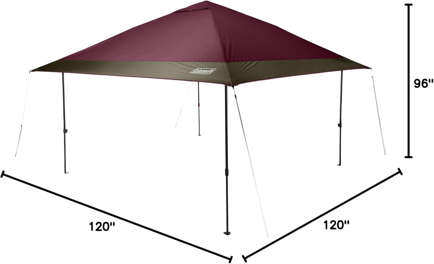 imageColeman Oasis Instant PopUp Canopy Tent with Side Wall Attachment Portable Shelter with Easy Setup ampamp Takedown Wheeled Carry Bag Included 10x1013x13ft SizesBlackberry