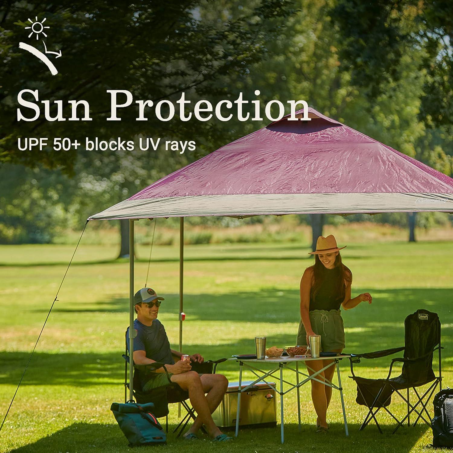 imageColeman Oasis Instant PopUp Canopy Tent with Side Wall Attachment Portable Shelter with Easy Setup ampamp Takedown Wheeled Carry Bag Included 10x1013x13ft SizesBlackberry