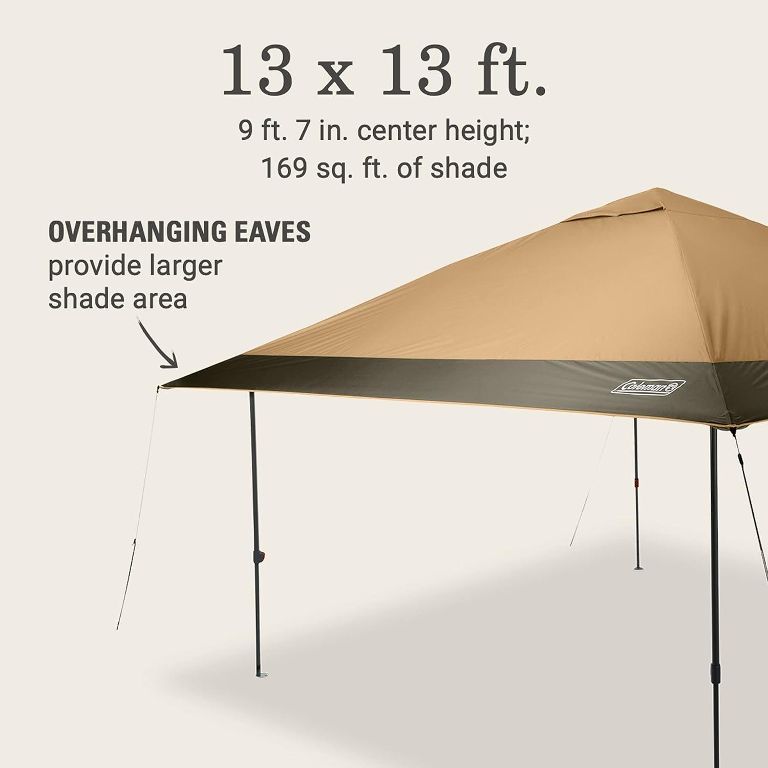 imageColeman Oasis Instant PopUp Canopy Tent with Side Wall Attachment Portable Shelter with Easy Setup ampamp Takedown Wheeled Carry Bag Included 10x1013x13ft SizesLight Oak