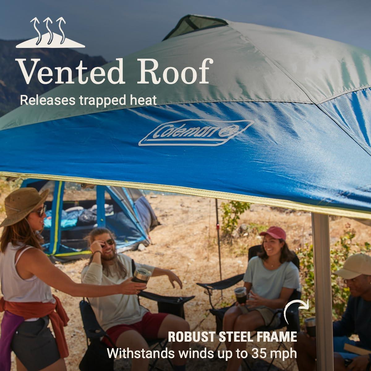 imageColeman Oasis Instant PopUp Canopy Tent with Side Wall Attachment Portable Shelter with Easy Setup ampamp Takedown Wheeled Carry Bag Included 10x1013x13ft SizesMoss