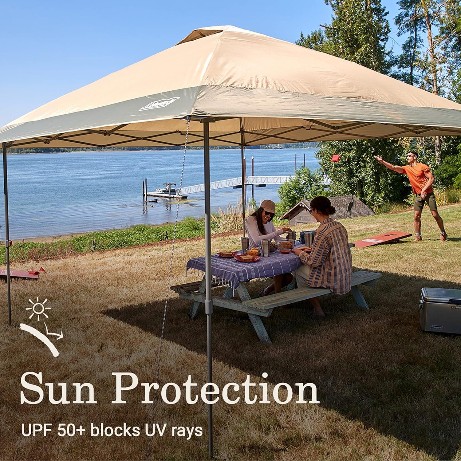 imageColeman Oasis Instant PopUp Canopy Tent with Side Wall Attachment Portable Shelter with Easy Setup ampamp Takedown Wheeled Carry Bag Included 10x1013x13ft SizesLight Oak