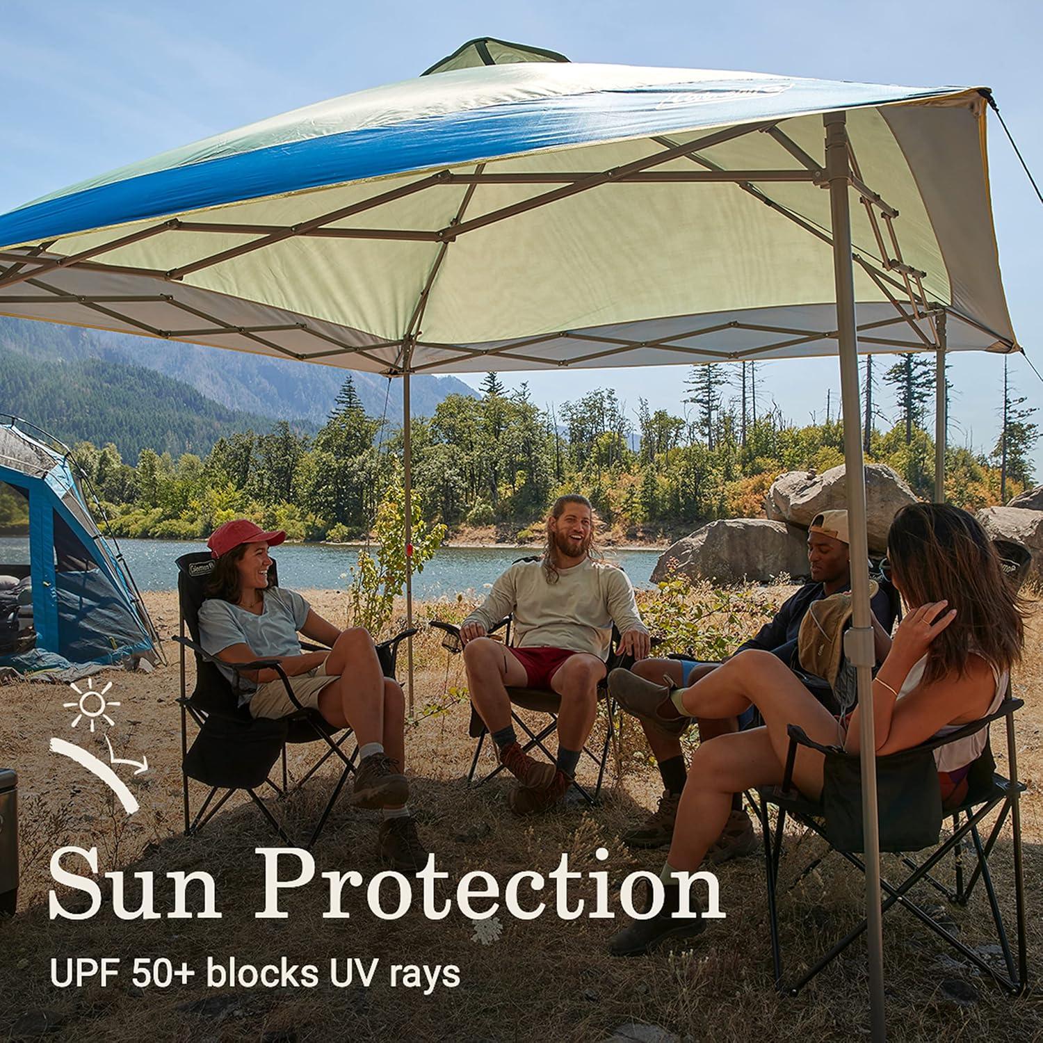 imageColeman Oasis Instant PopUp Canopy Tent with Side Wall Attachment Portable Shelter with Easy Setup ampamp Takedown Wheeled Carry Bag Included 10x1013x13ft SizesMoss