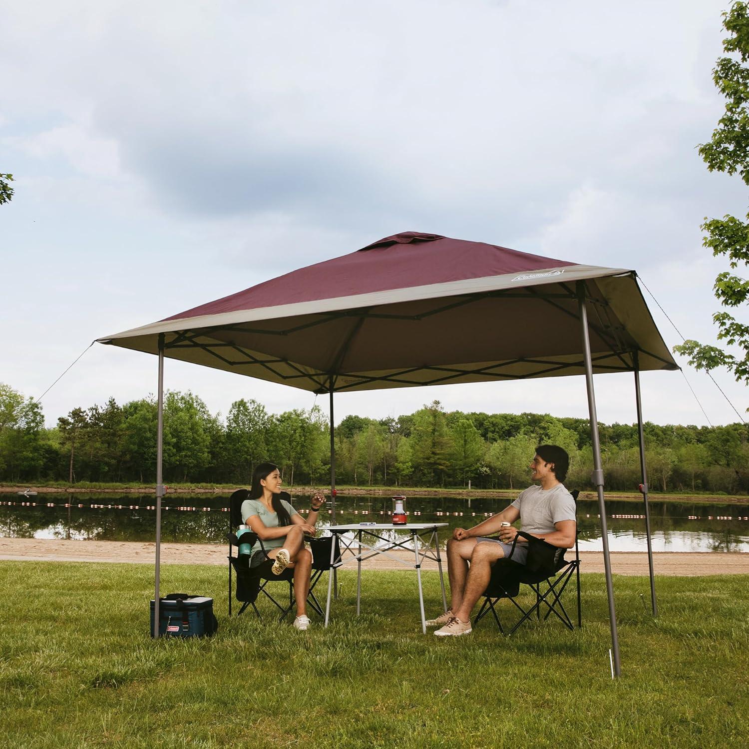 imageColeman Oasis Instant PopUp Canopy Tent with Side Wall Attachment Portable Shelter with Easy Setup ampamp Takedown Wheeled Carry Bag Included 10x1013x13ft SizesBlackberry
