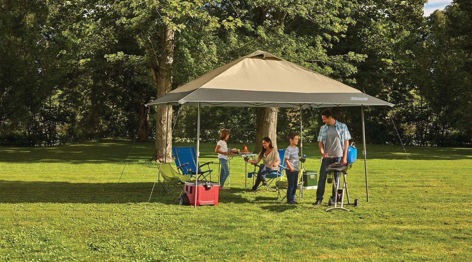 imageColeman Oasis Instant PopUp Canopy Tent with Side Wall Attachment Portable Shelter with Easy Setup ampamp Takedown Wheeled Carry Bag Included 10x1013x13ft SizesLight Oak