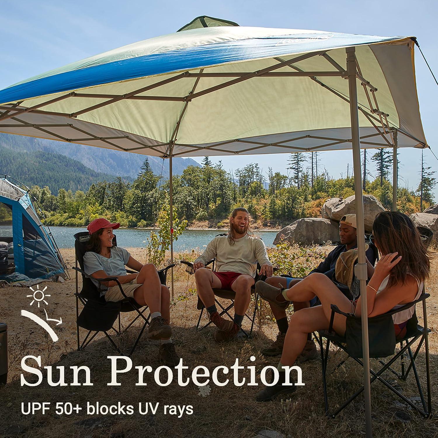 imageColeman Oasis Instant PopUp Canopy Tent with Side Wall Attachment Portable Shelter with Easy Setup ampamp Takedown Wheeled Carry Bag Included 10x1013x13ft SizesMoss
