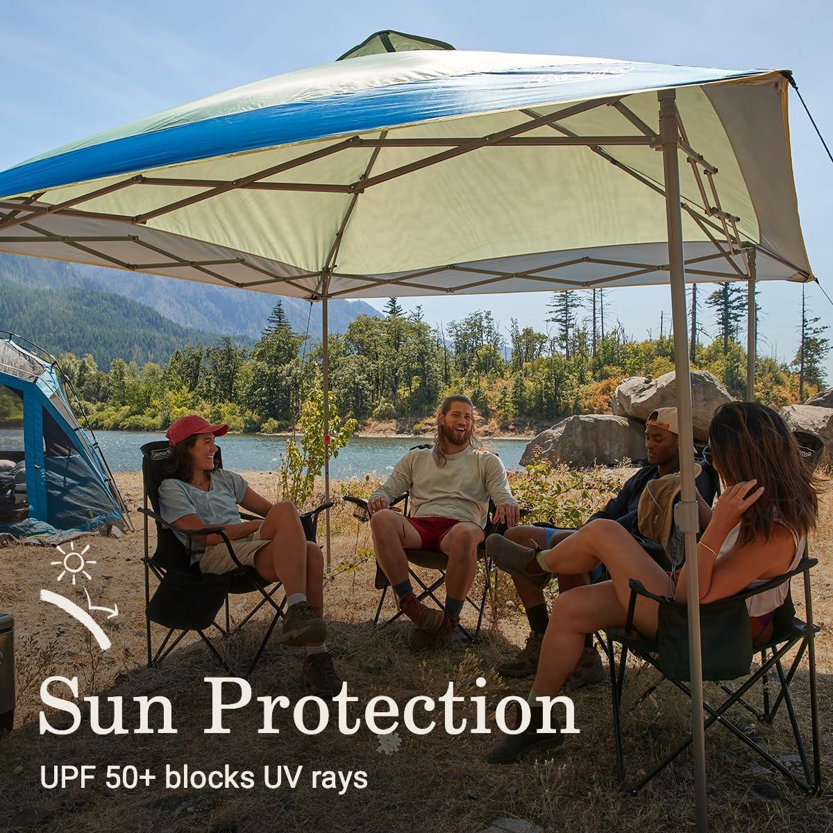 imageColeman Oasis Instant PopUp Canopy Tent with Side Wall Attachment Portable Shelter with Easy Setup ampamp Takedown Wheeled Carry Bag Included 10x1013x13ft SizesMoss