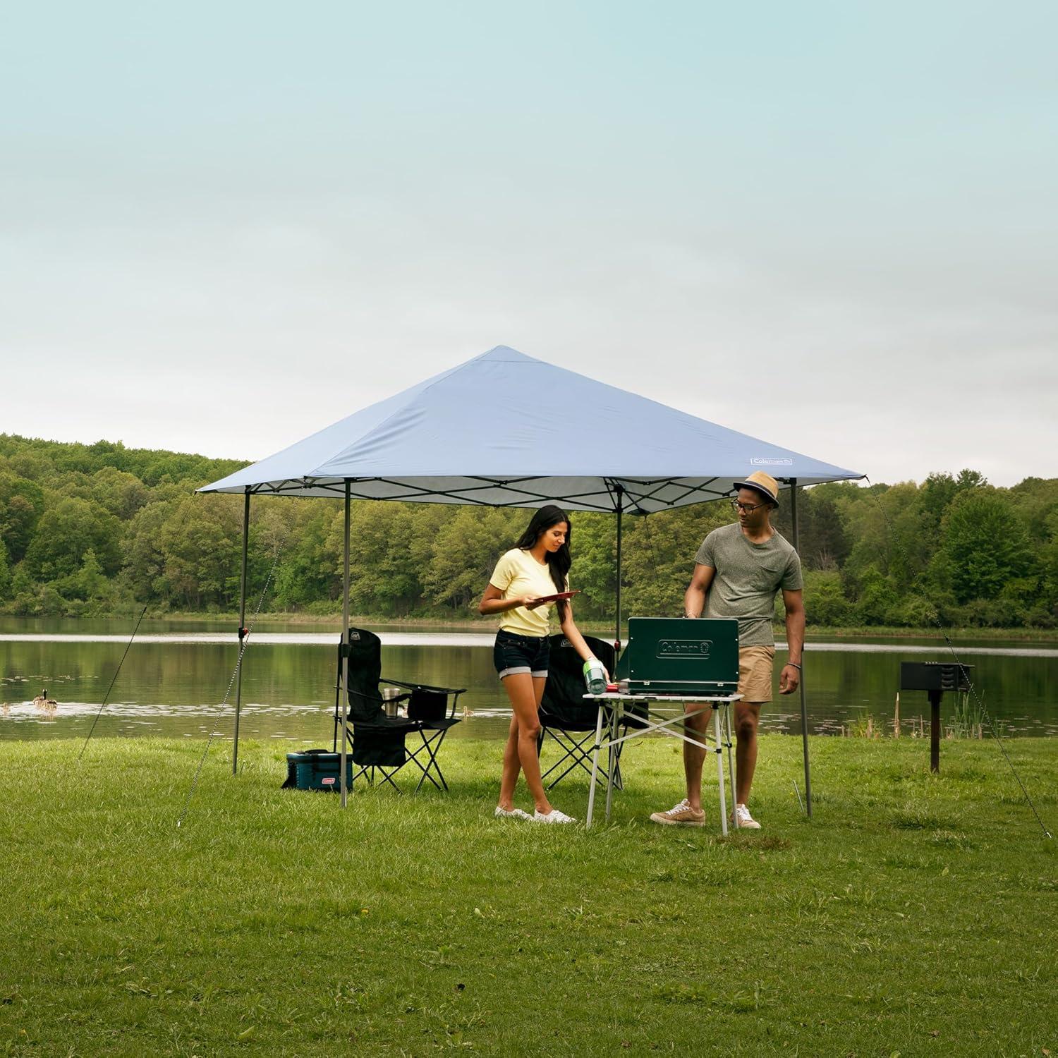 imageColeman Oasis Lite PopUp Canopy Tent with Side Wall Attachment Portable Shelter with Easy Setup ampamp Takedown Wheeled Carry Bag Included 7x710x10ft SizesFog