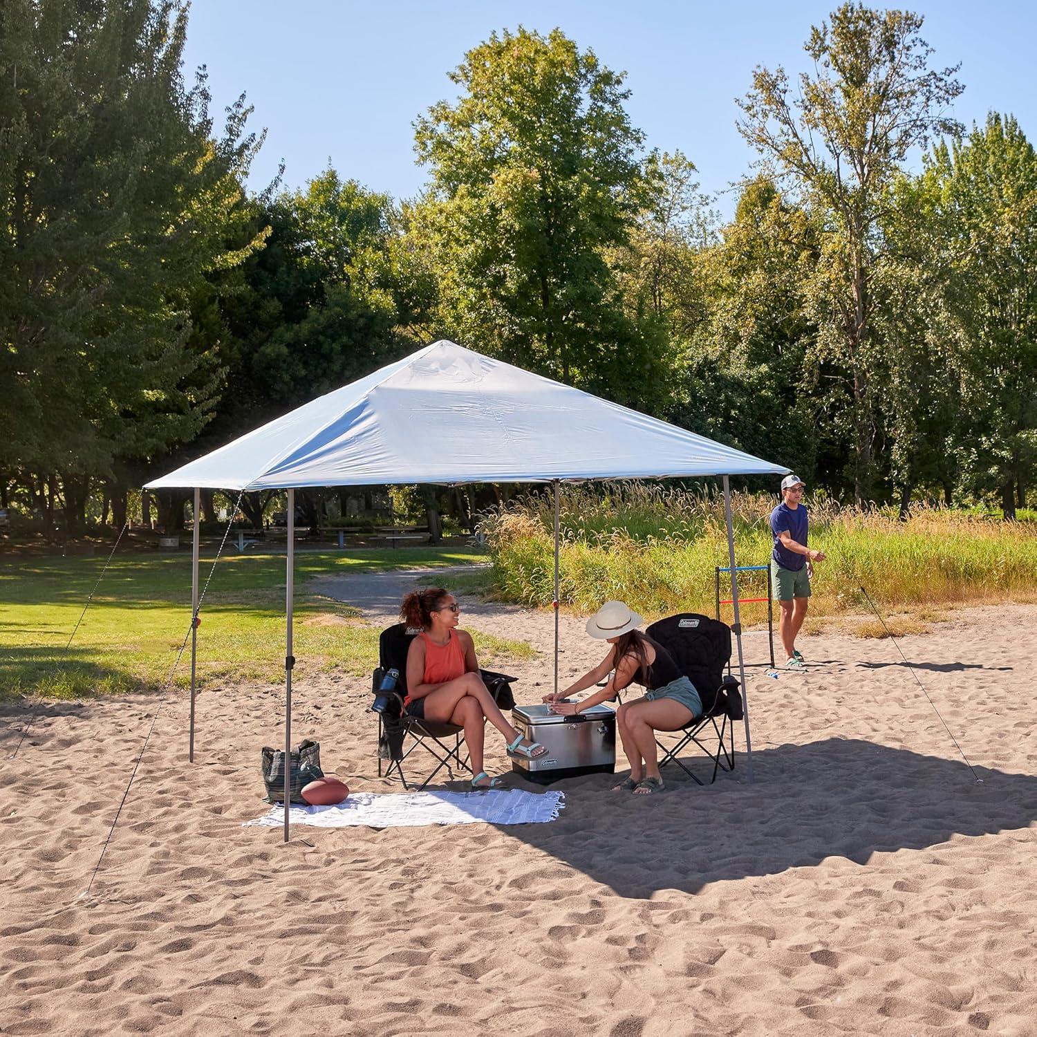 imageColeman Oasis Lite PopUp Canopy Tent with Side Wall Attachment Portable Shelter with Easy Setup ampamp Takedown Wheeled Carry Bag Included 7x710x10ft SizesFog