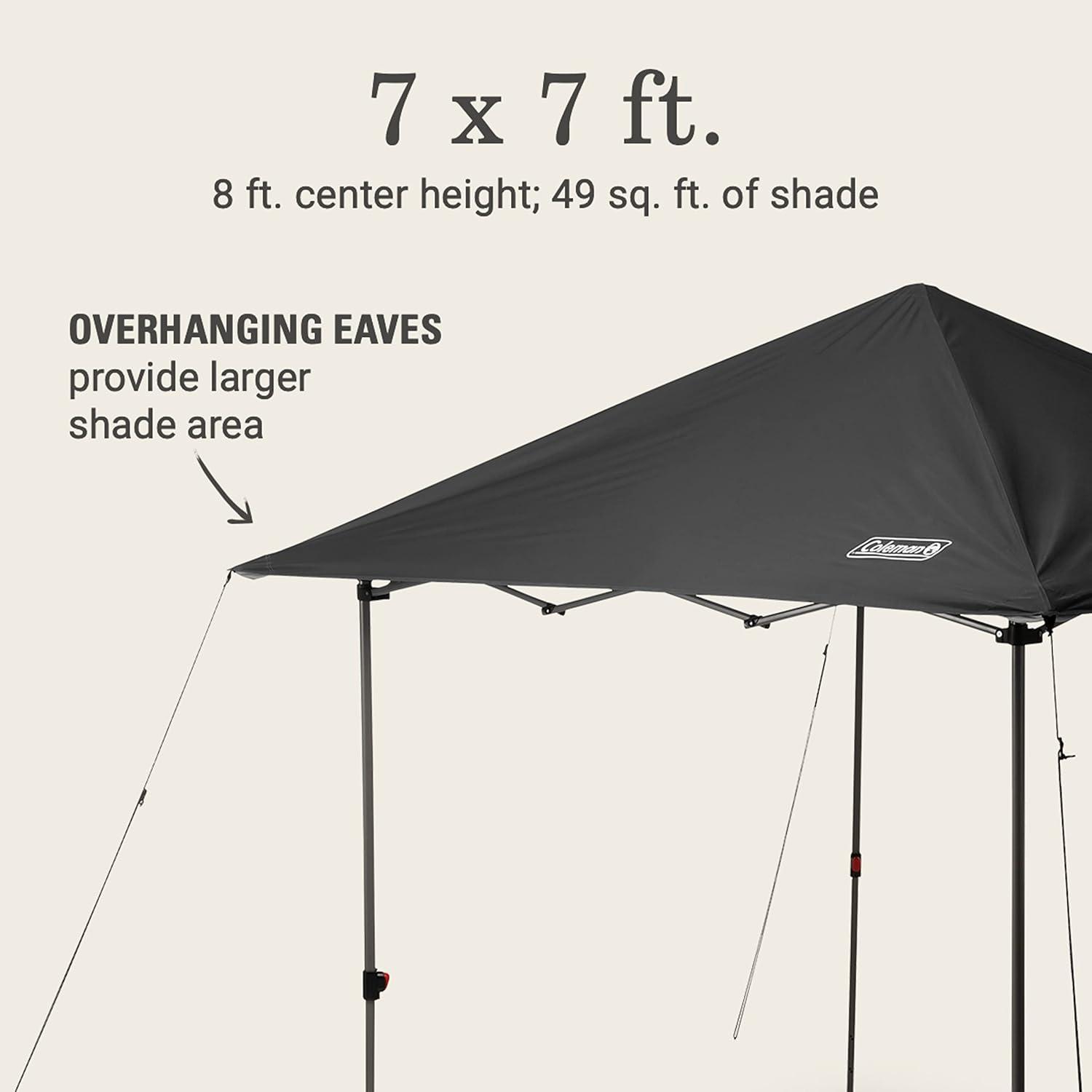 imageColeman Oasis Lite PopUp Canopy Tent with Side Wall Attachment Portable Shelter with Easy Setup ampamp Takedown Wheeled Carry Bag Included 7x710x10ft SizesBlack