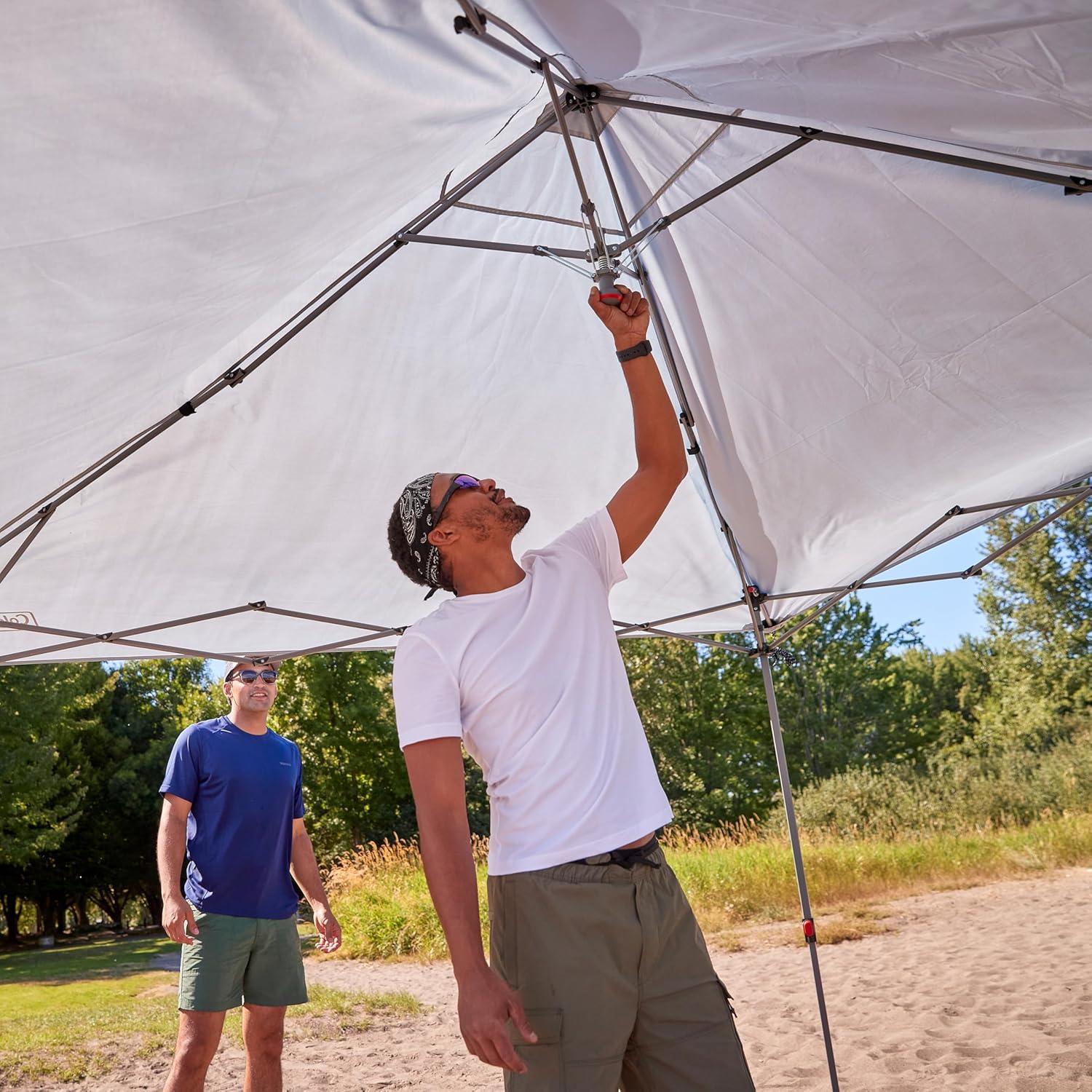 imageColeman Oasis Lite PopUp Canopy Tent with Side Wall Attachment Portable Shelter with Easy Setup ampamp Takedown Wheeled Carry Bag Included 7x710x10ft SizesFog