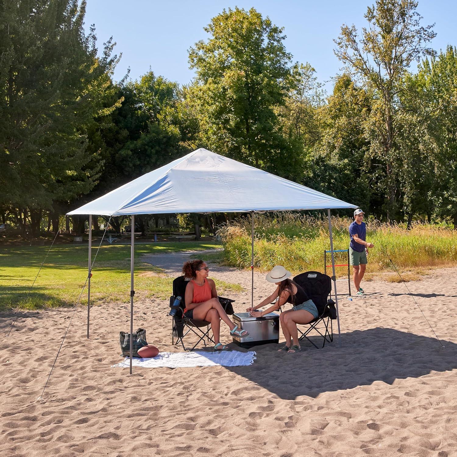 imageColeman Oasis Lite PopUp Canopy Tent with Side Wall Attachment Portable Shelter with Easy Setup ampamp Takedown Wheeled Carry Bag Included 7x710x10ft SizesFog