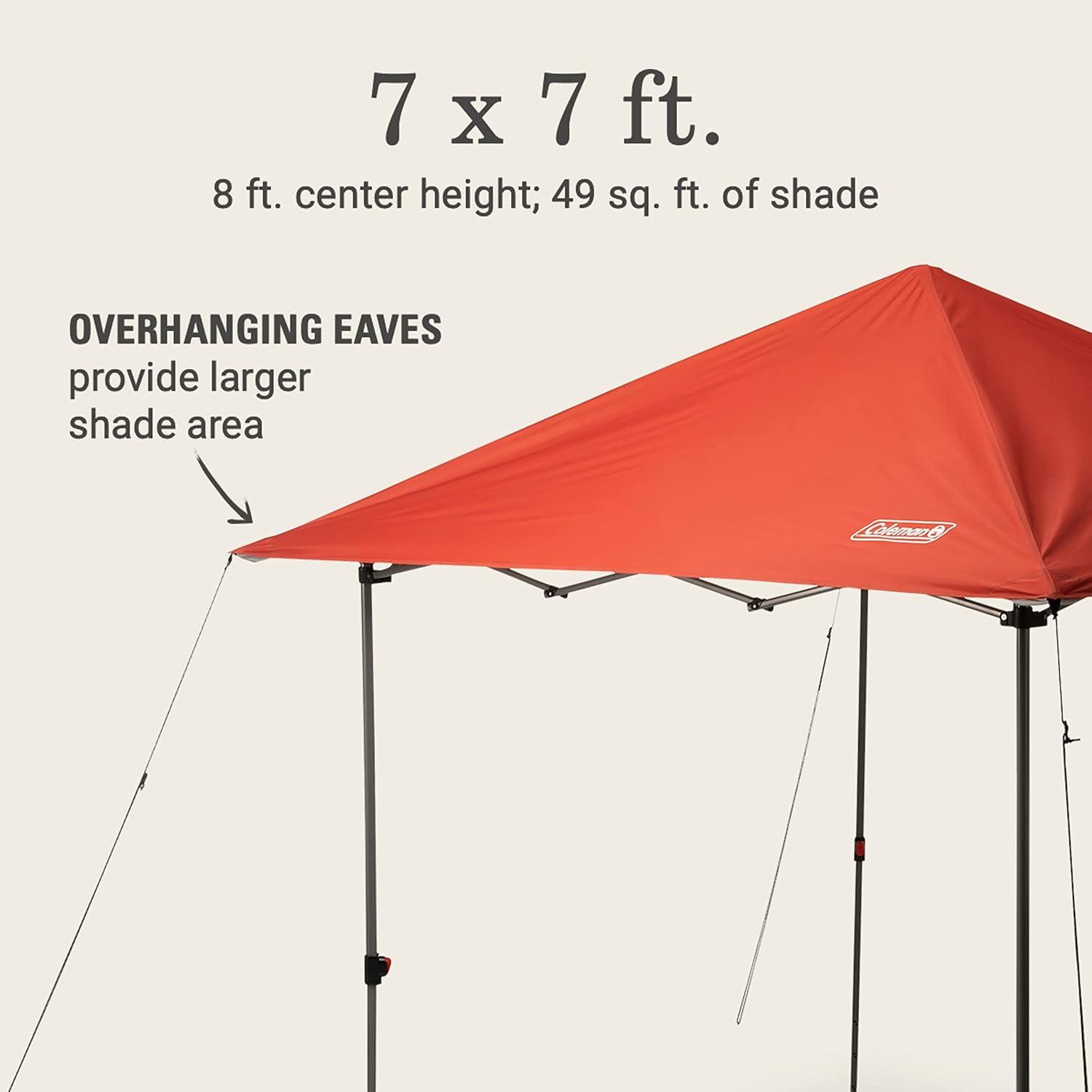 imageColeman Oasis Lite PopUp Canopy Tent with Side Wall Attachment Portable Shelter with Easy Setup ampamp Takedown Wheeled Carry Bag Included 7x710x10ft SizesRed