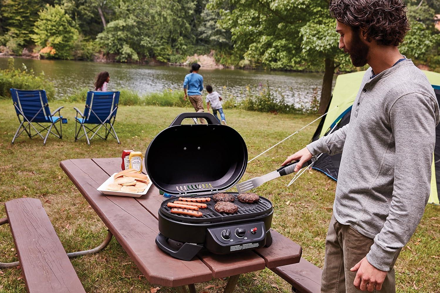 imageColeman RoadTrip 225 Portable Tabletop Grill 2Burner Gas Grill with Matchless Ignition ampamp Adjustable Temperature Control 11000 BTUs of Power for Grilling Tailgating Camping BBQ ampamp MoreBlack