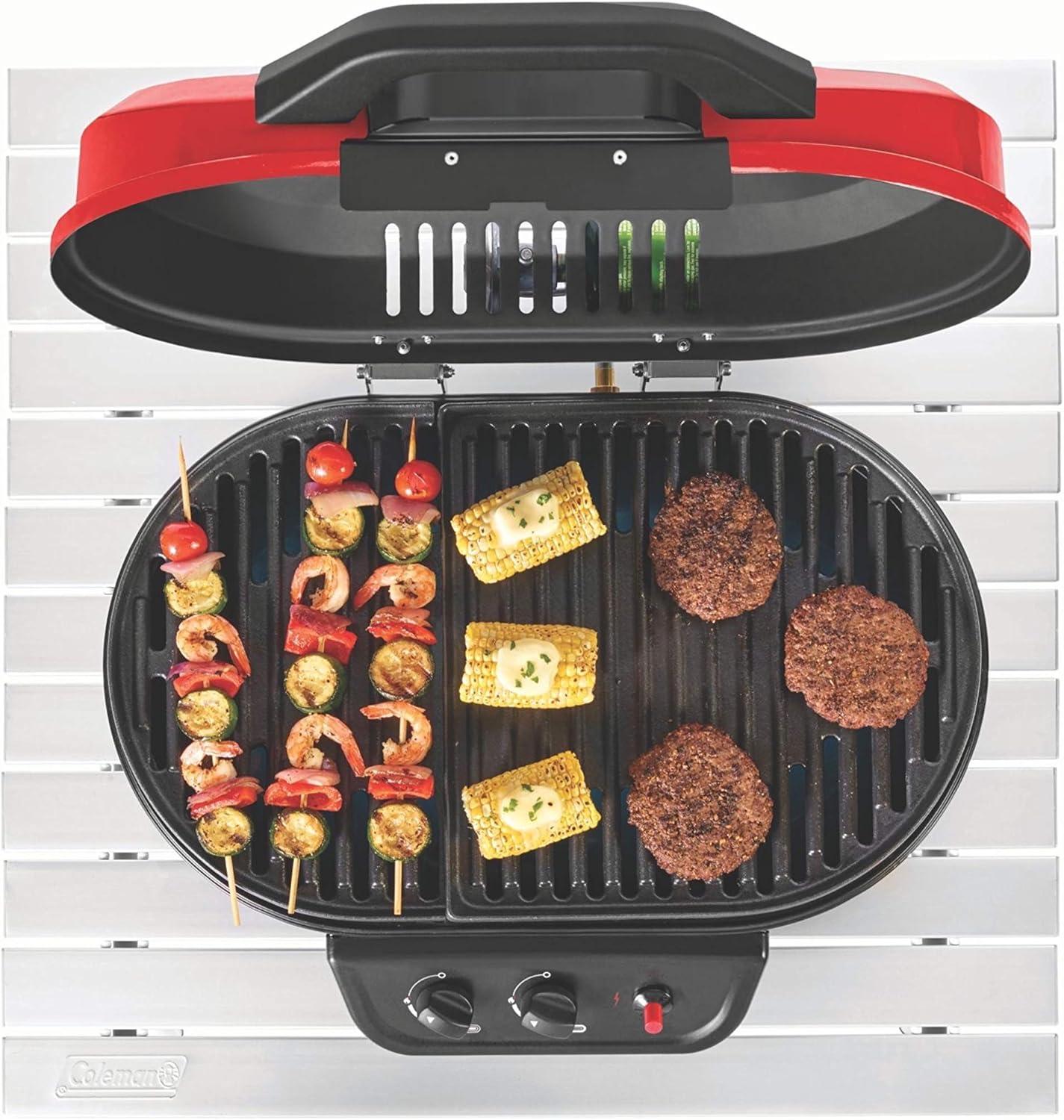 imageColeman RoadTrip 225 Portable Tabletop Grill 2Burner Gas Grill with Matchless Ignition ampamp Adjustable Temperature Control 11000 BTUs of Power for Grilling Tailgating Camping BBQ ampamp MoreRed