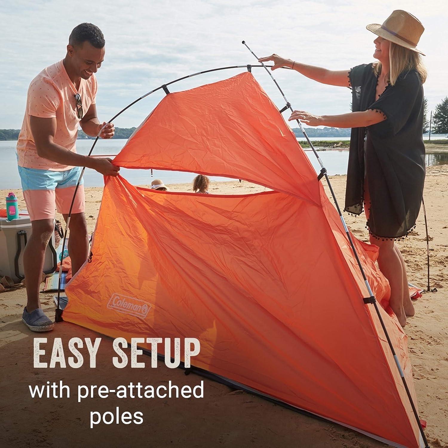 imageColeman Skyshade Large Portable Sun Shelter Easy Setup with PreAttached Poles Canopy Provides Cover from Sand ampamp Sun Great for Beach Park Tailgating Camping Backyard ampamp MoreContains Pfas