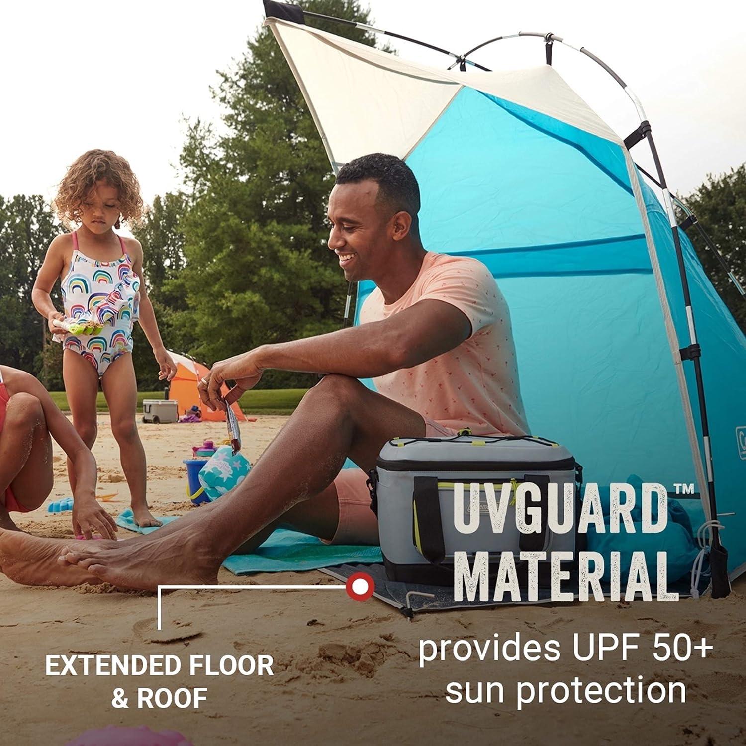 imageColeman Skyshade Large Portable Sun Shelter Easy Setup with PreAttached Poles Canopy Provides Cover from Sand ampamp Sun Great for Beach Park Tailgating Camping Backyard ampamp MoreContains Pfas