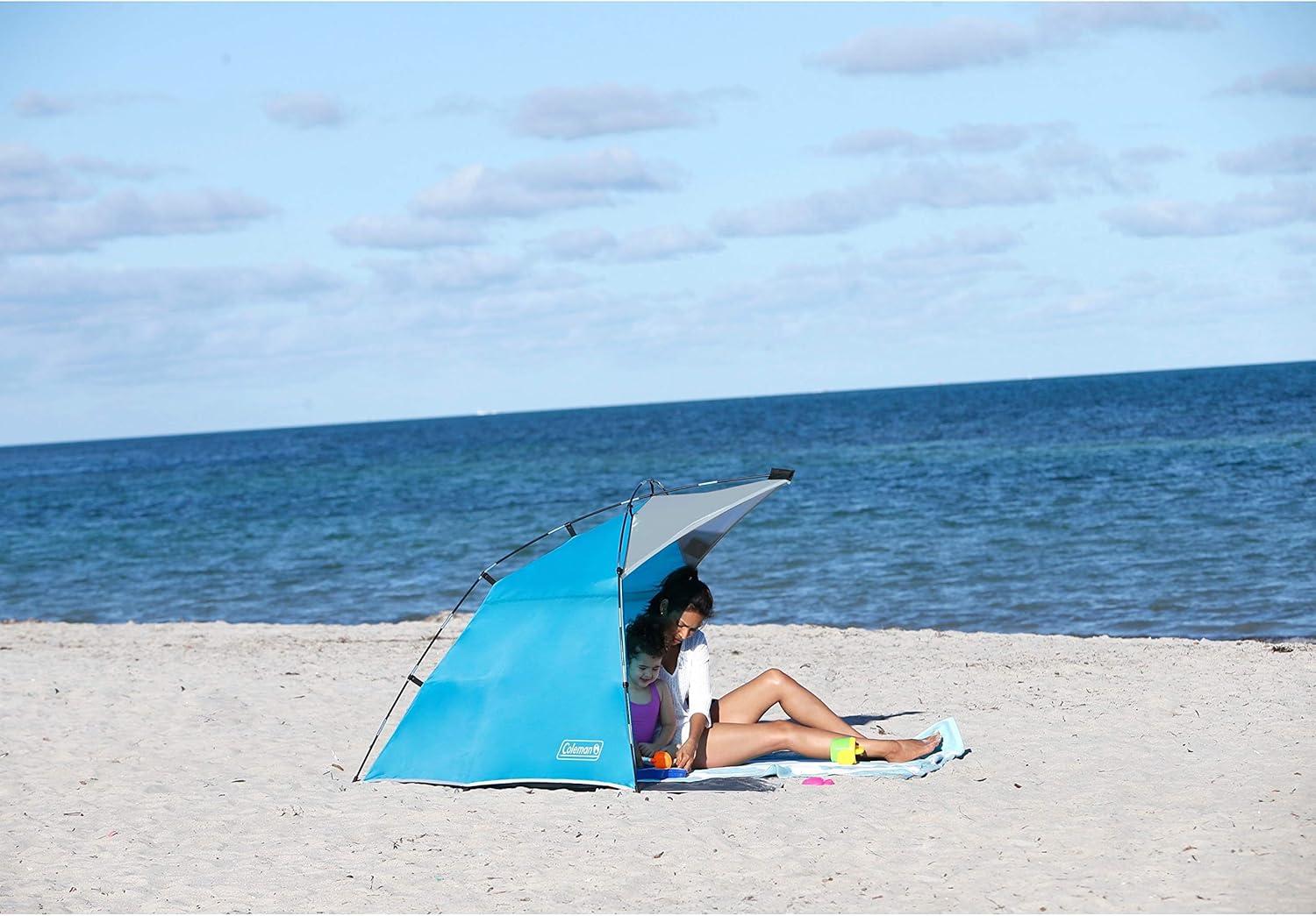 imageColeman Skyshade Large Portable Sun Shelter Easy Setup with PreAttached Poles Canopy Provides Cover from Sand ampamp Sun Great for Beach Park Tailgating Camping Backyard ampamp MoreContains Pfas