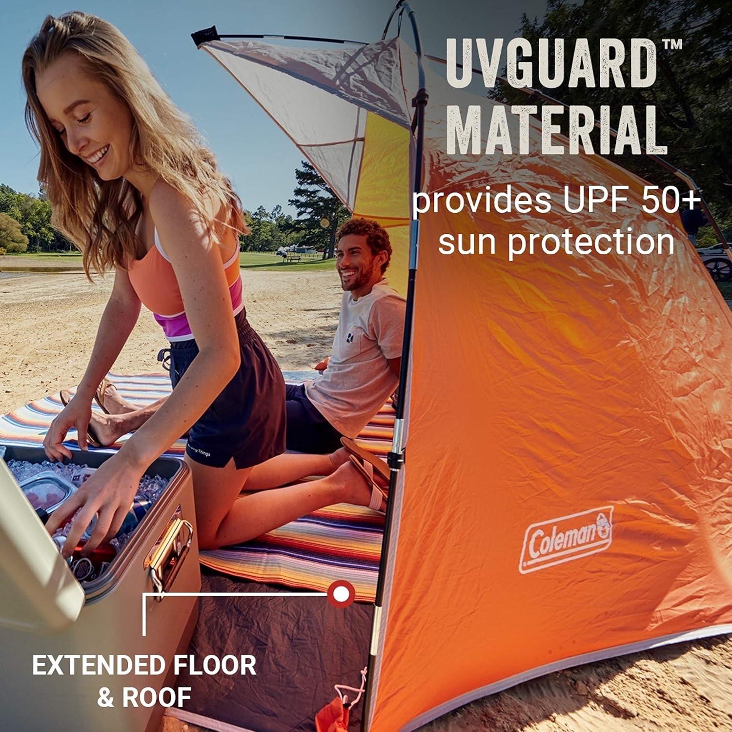 imageColeman Skyshade Large Portable Sun Shelter Easy Setup with PreAttached Poles Canopy Provides Cover from Sand ampamp Sun Great for Beach Park Tailgating Camping Backyard ampamp MoreContains Pfas