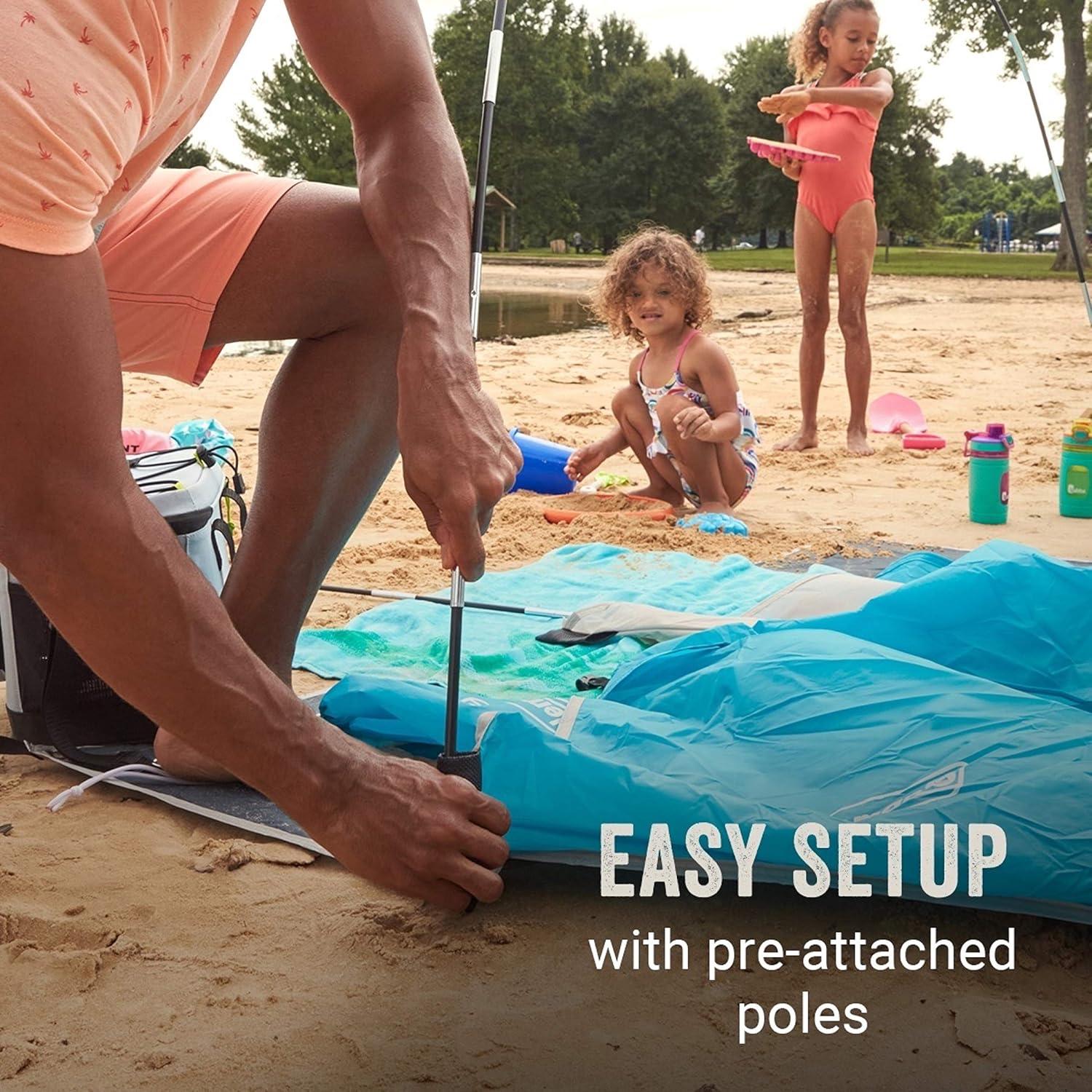 imageColeman Skyshade Large Portable Sun Shelter Easy Setup with PreAttached Poles Canopy Provides Cover from Sand ampamp Sun Great for Beach Park Tailgating Camping Backyard ampamp MoreContains Pfas