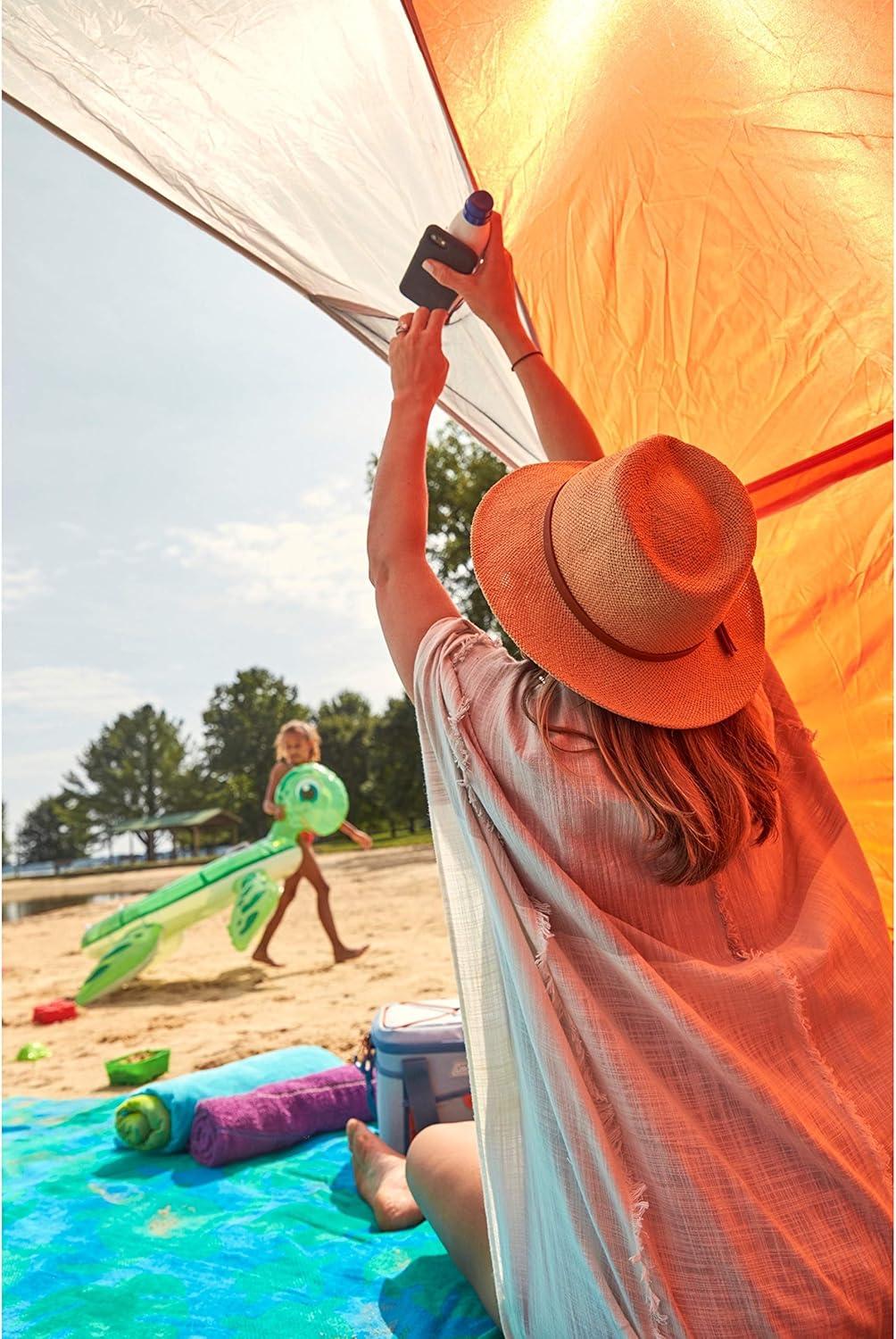 imageColeman Skyshade Large Portable Sun Shelter Easy Setup with PreAttached Poles Canopy Provides Cover from Sand ampamp Sun Great for Beach Park Tailgating Camping Backyard ampamp MoreContains Pfas