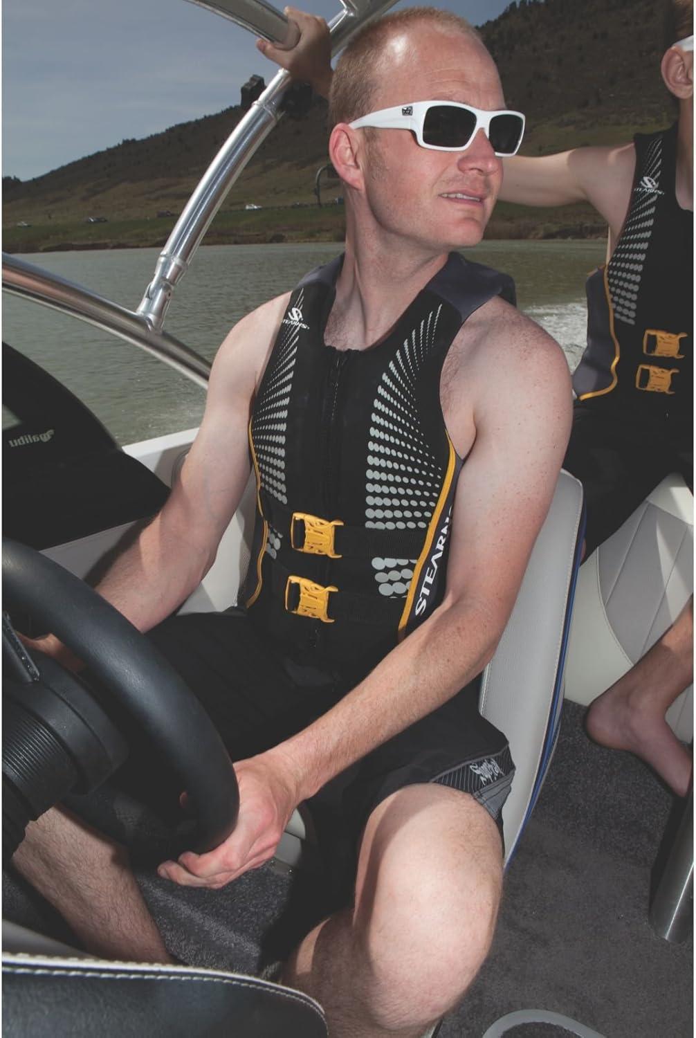 imageStearns Mens V1 Series Hydroprene Life Vest USCG Approved Type III Life Jacket with Sculpted Back Design ampamp Comfortable Materials Great for Boats Swimming Watersports ampamp More