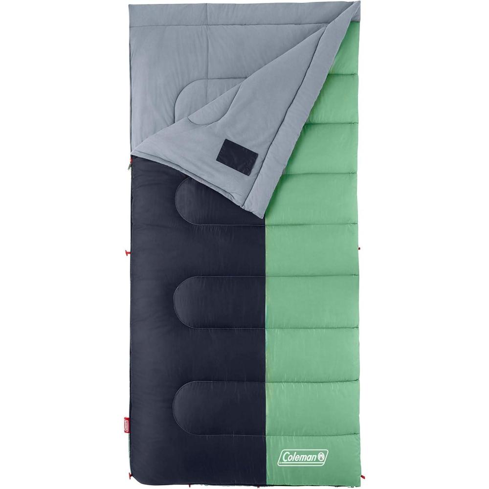 imageColeman Biscayne Big ampamp Tall WarmWeather Sleeping Bag 40F Camping Sleeping Bag for Adults NoSnag 2Way Zipper for Ventilation with Stuff Sack Included Fits Adults up to 6ft 4in TallMint
