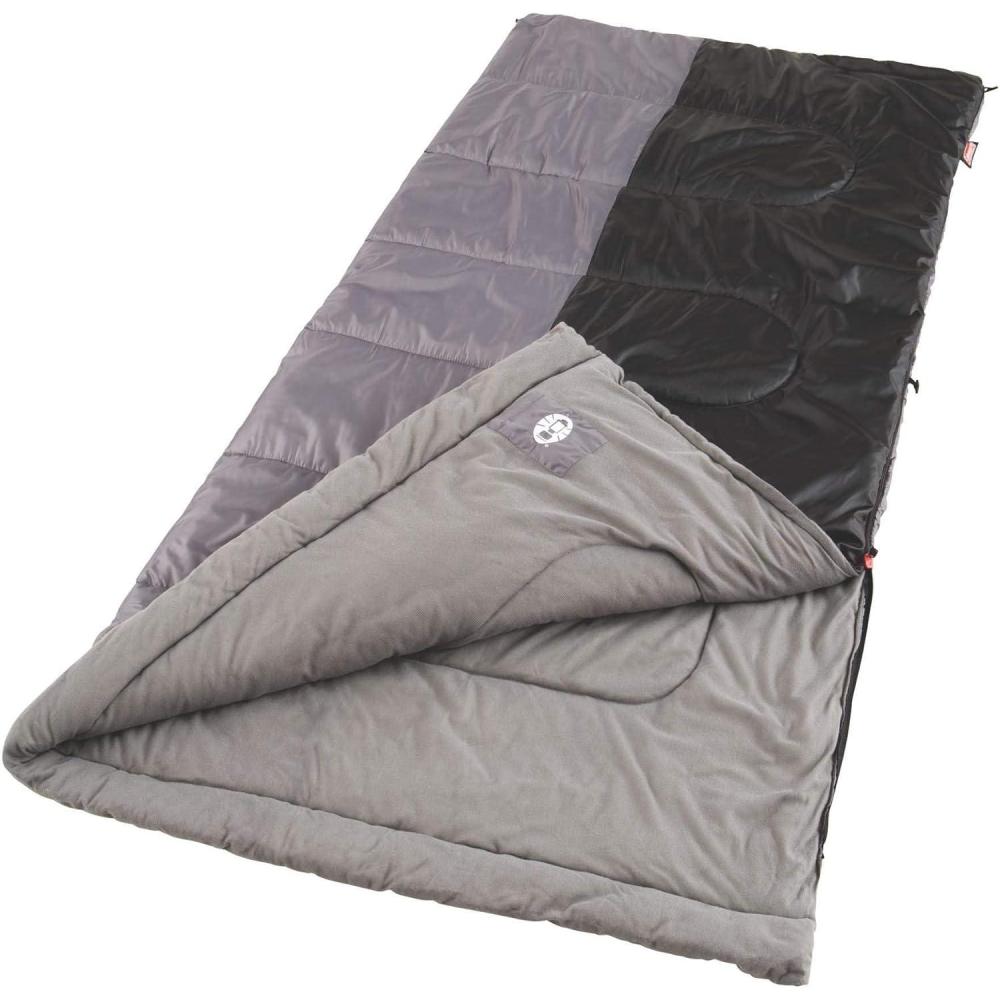 imageColeman Biscayne Big ampamp Tall WarmWeather Sleeping Bag 40F Camping Sleeping Bag for Adults NoSnag 2Way Zipper for Ventilation with Stuff Sack Included Fits Adults up to 6ft 4in TallGrey