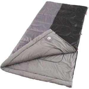 Coleman Biscayne Big & Tall Warm-Weather Sleeping Bag, 40°F Camping Sleeping Bag for Adults, No-Snag 2-Way Zipper for Ventilation with Stuff Sack Included, Fits Adults up to 6ft 4in Tall(Grey)
