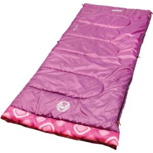 Coleman Kids 45°F Sleeping Bag for Children up to 5ft 5in Tall, Lightweight & Warm Sleep Sack for Indoor/Outdoor Use, Machine Washable(Pink)