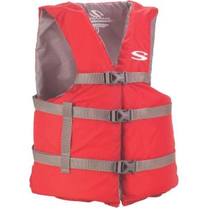 Stearns Adult Life Vest, USCG Approved Type III Life Jacket, PFD for Boating, Swimming, Watersports, & More, Standard & Oversized Fits(Red)