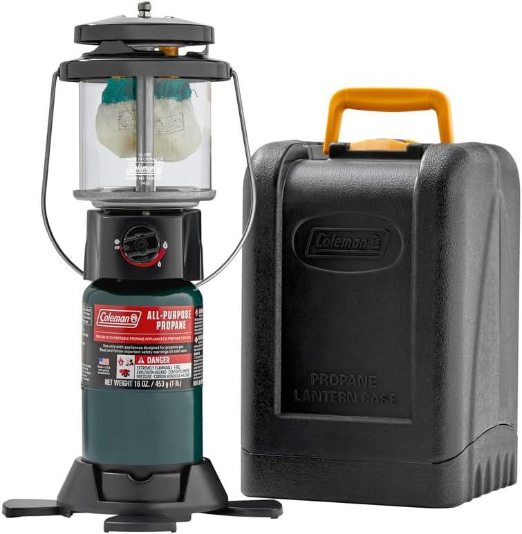 imageColeman 1000L Deluxe Propane Lantern with Carry Case Gas Lamp with Adjustable Brightness ampamp Collapsible Footed Base Great for Camping Hunting Power Outage ampamp More