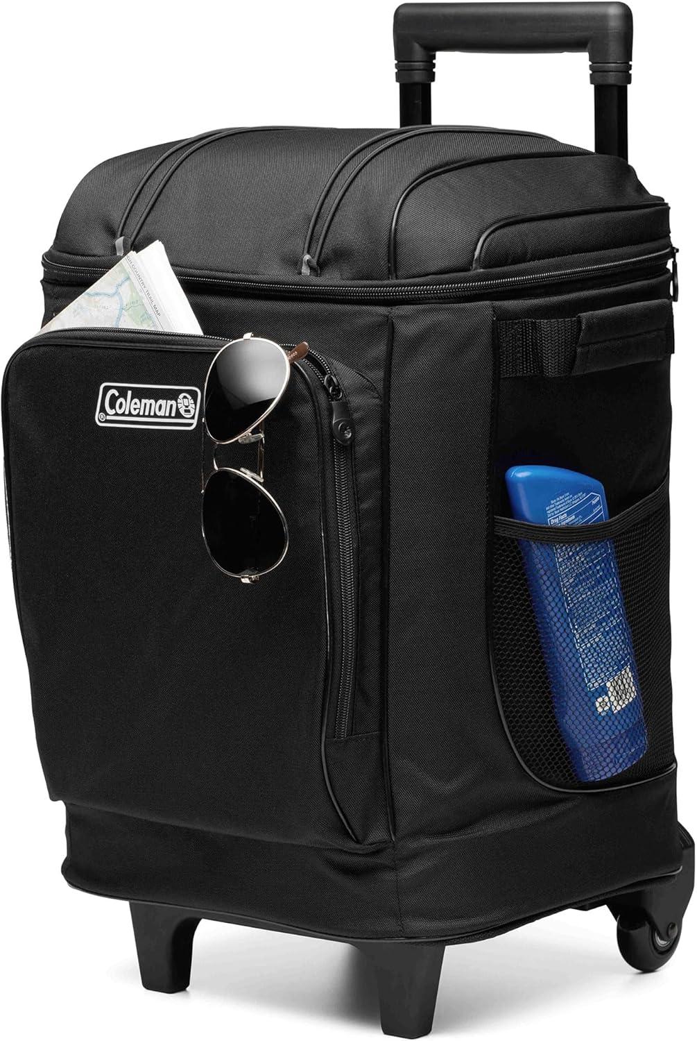 imageColeman 42Can Soft Rolling Cooler with Wheels LeakProof Portable Insulated Chiller with 12 Hour Ice Retention Made with Recycled MaterialsBlack