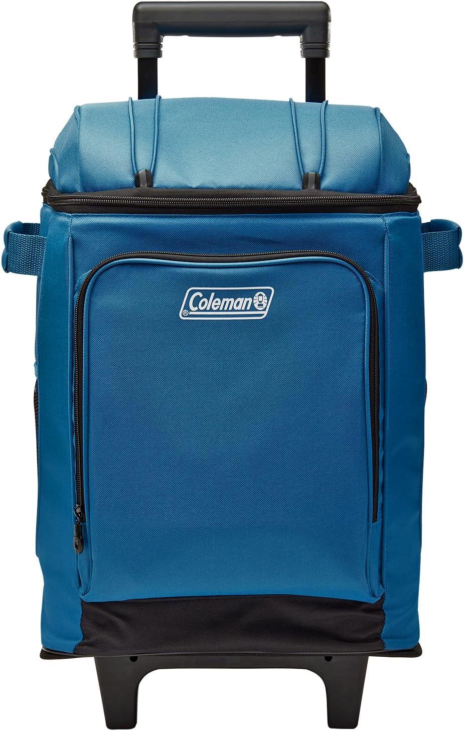 imageColeman 42Can Soft Rolling Cooler with Wheels LeakProof Portable Insulated Chiller with 12 Hour Ice Retention Made with Recycled MaterialsBlue