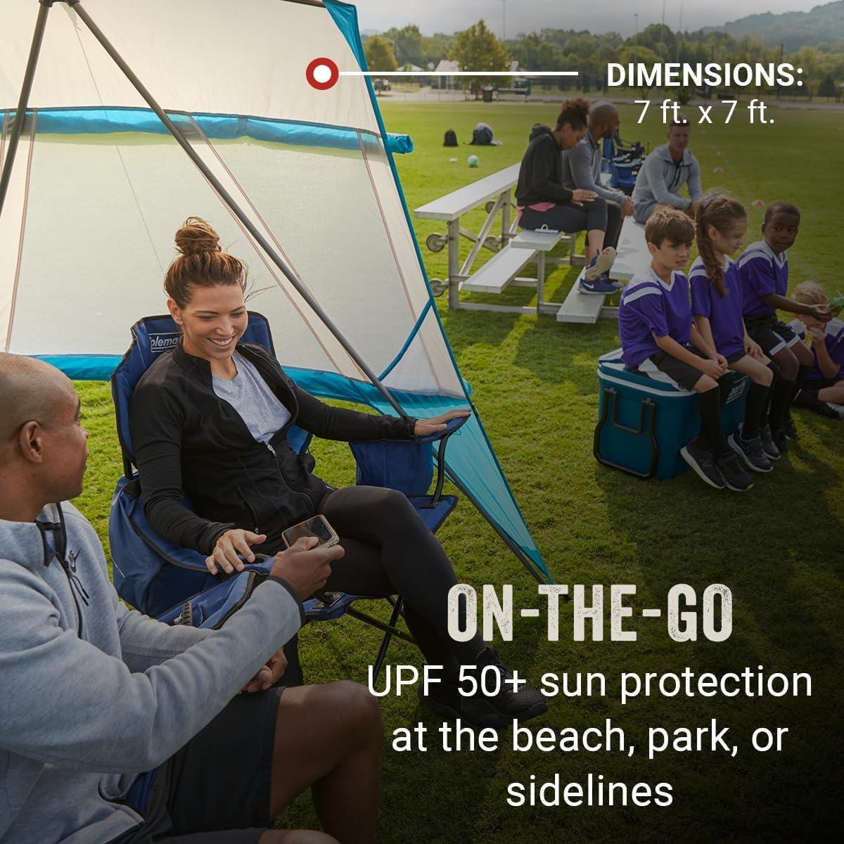 imageColeman Backpack Sun Shelter Portable 7x7ft Canopy Tent with Easy Setup Lightweight Shade Tent for Beach Park Sidelines ampamp More Backpack Carry BagPFASFree