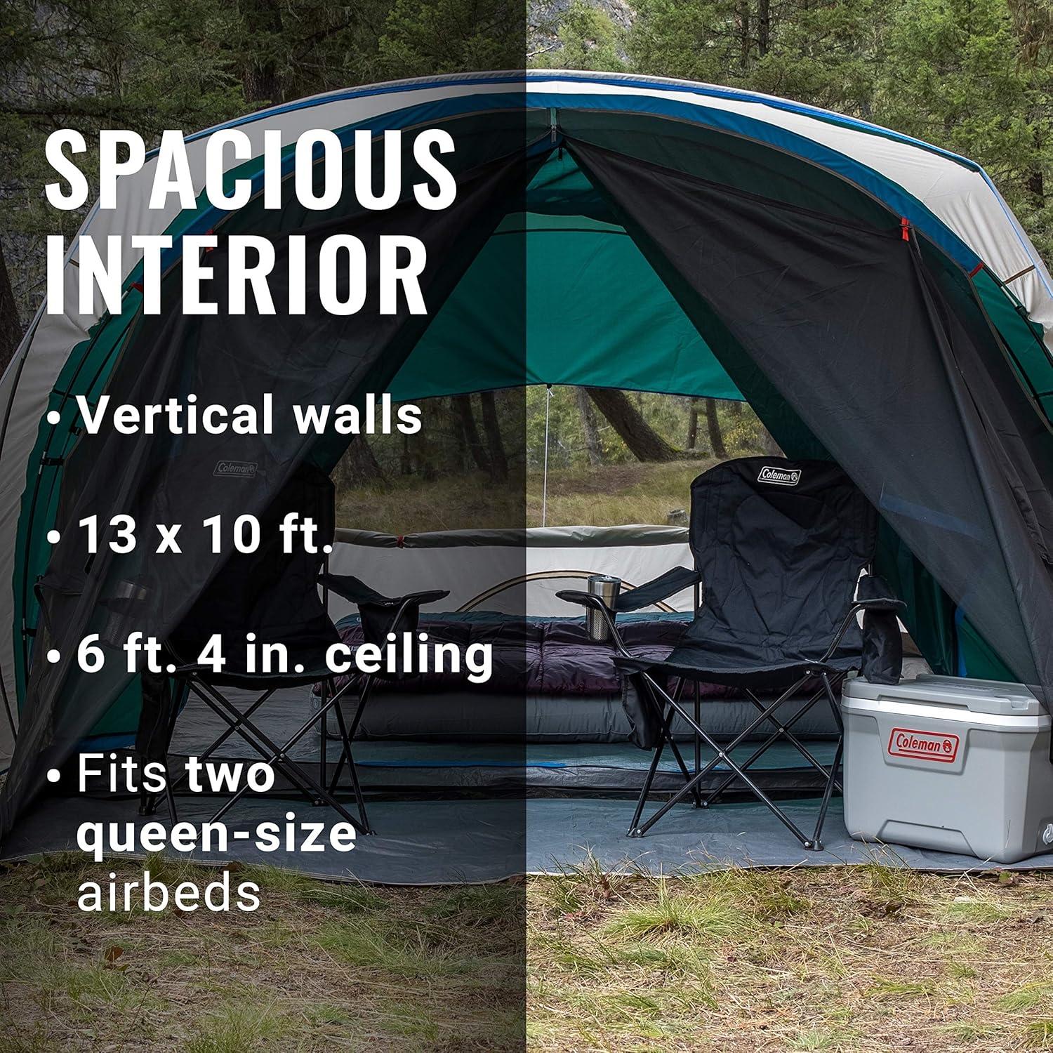 imageColeman Cabin Camping Tent with Screened Porch 46 Person Weatherproof Tent with Enclosed Screened Porch Option Includes Rainfly Carry Bag Extra Storage and 10 Minute Setup6person Porch