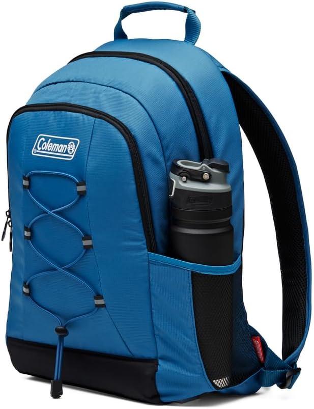 imageColeman Chiller Insulated Backpack Cooler Leakproof 28Can Backpack Cooler with 12 Hour Ice Retention Made with Recycled Materials Great for Beach Camping Hiking Tailgates Groceries ampamp MoreBlue