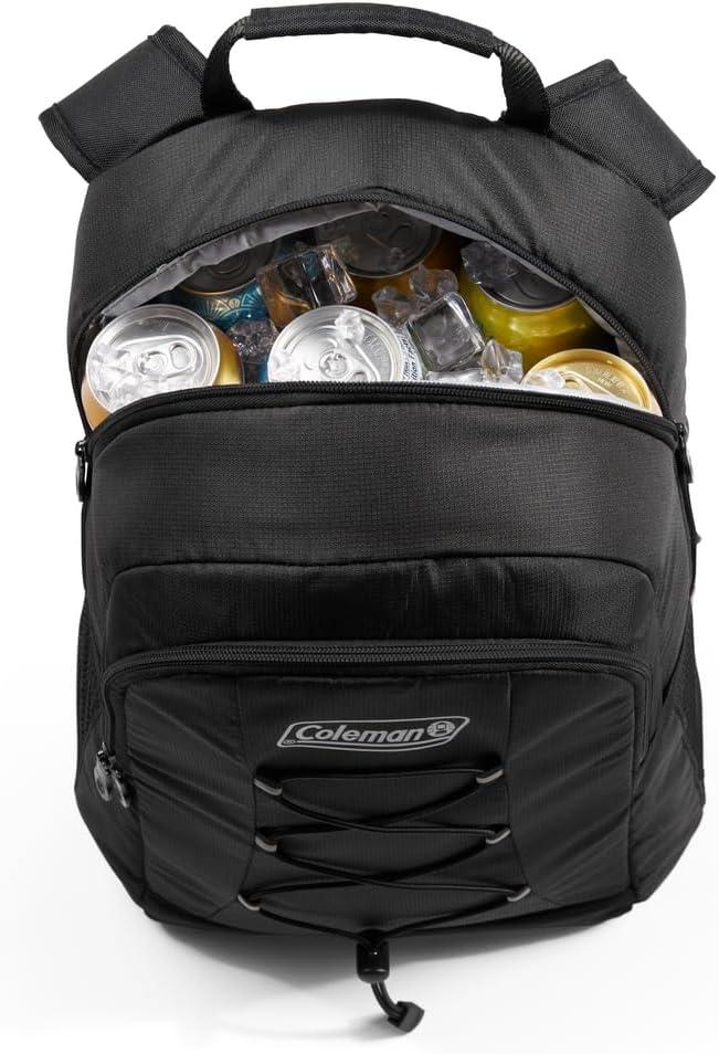 imageColeman Chiller Insulated Backpack Cooler Leakproof 28Can Backpack Cooler with 12 Hour Ice Retention Made with Recycled Materials Great for Beach Camping Hiking Tailgates Groceries ampamp MoreBlack