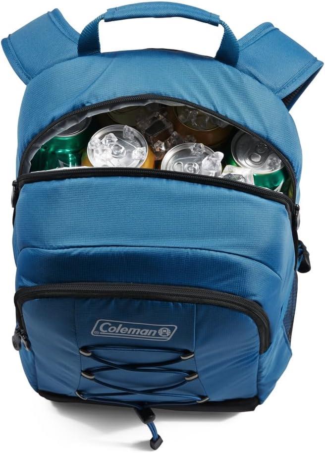imageColeman Chiller Insulated Backpack Cooler Leakproof 28Can Backpack Cooler with 12 Hour Ice Retention Made with Recycled Materials Great for Beach Camping Hiking Tailgates Groceries ampamp MoreBlue