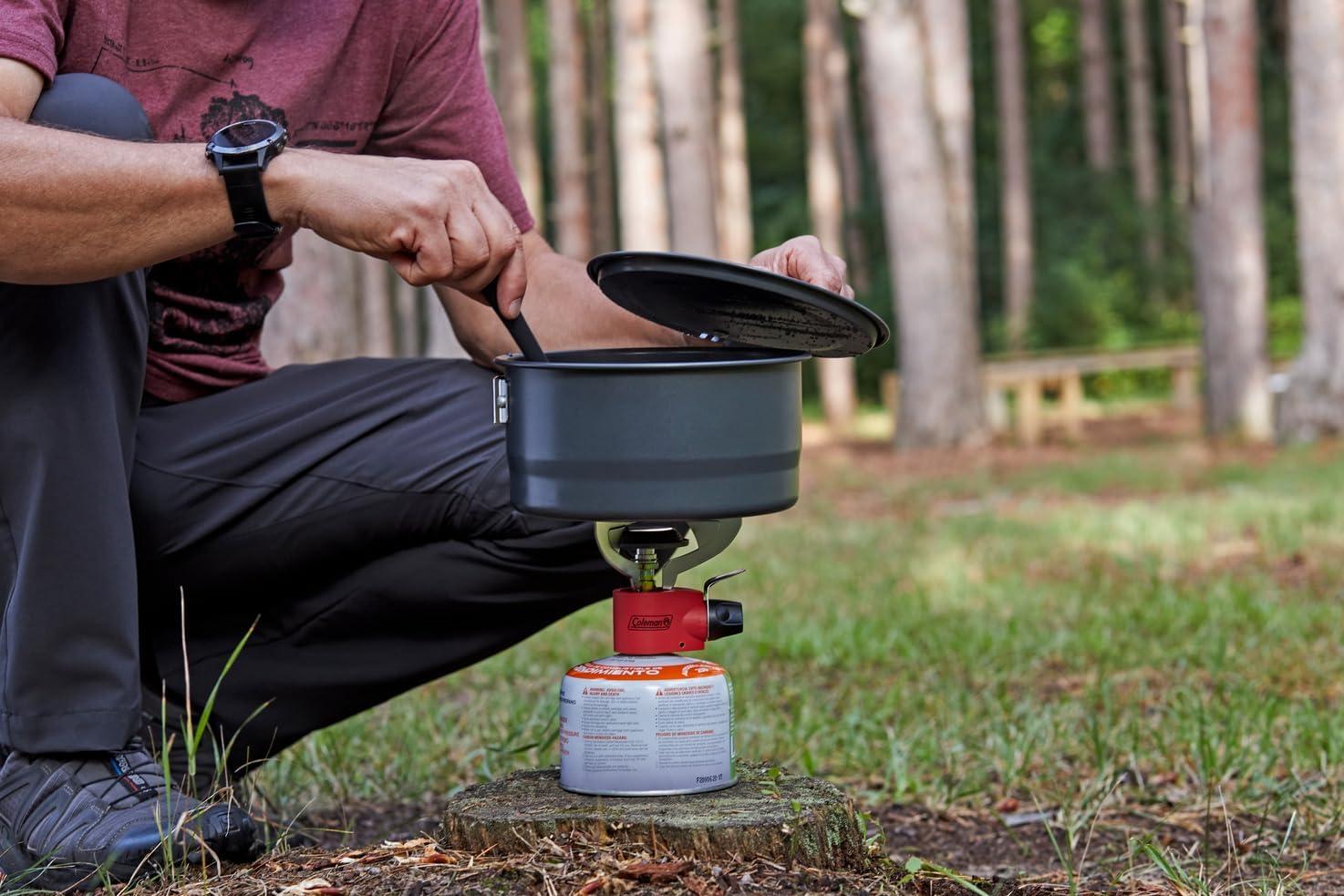 imageColeman Classic 1Burner Backpacking Stove Portable Lightweight Camp Stove with Adjustable Burner ampamp Pressure Control 10000 BTUs of Power for Camping Backpacking Tailgating ampamp MoreRed