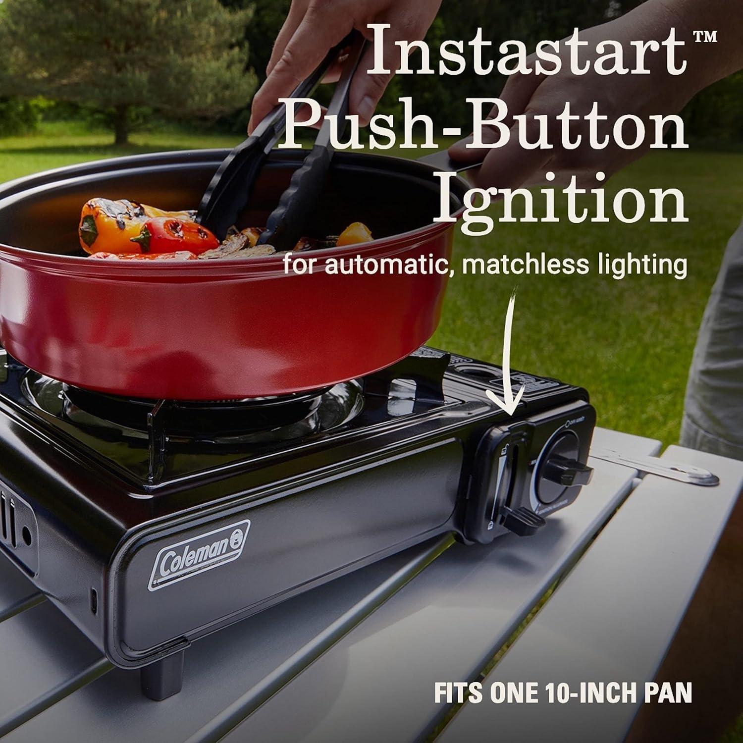 imageColeman Classic 1Burner Butane Stove Portable Camping Cooktop with Carry Case ampamp InstaStart Ignition Adjustable Burner with 7650 BTUs of Power for Camping Grilling Tailgating ampamp More