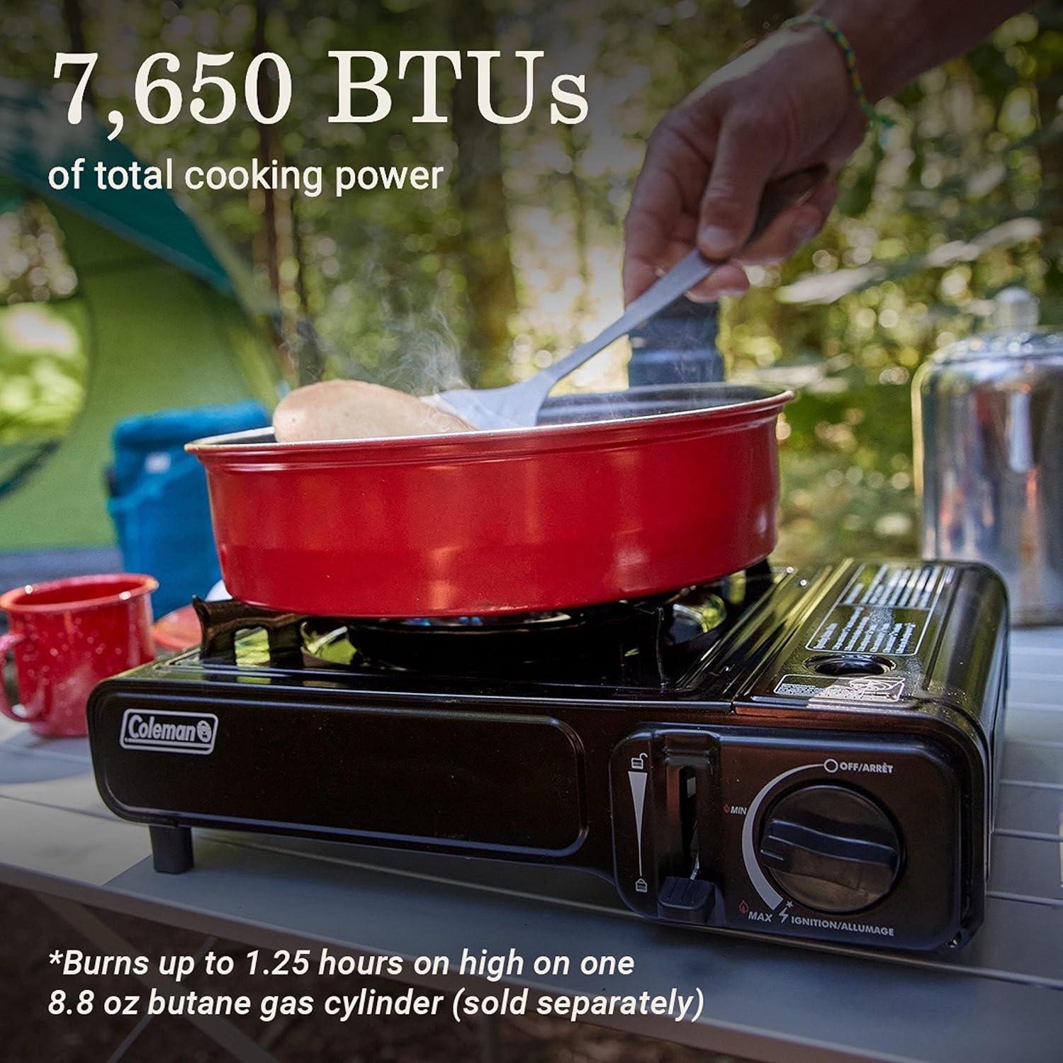 imageColeman Classic 1Burner Butane Stove Portable Camping Cooktop with Carry Case ampamp InstaStart Ignition Adjustable Burner with 7650 BTUs of Power for Camping Grilling Tailgating ampamp More