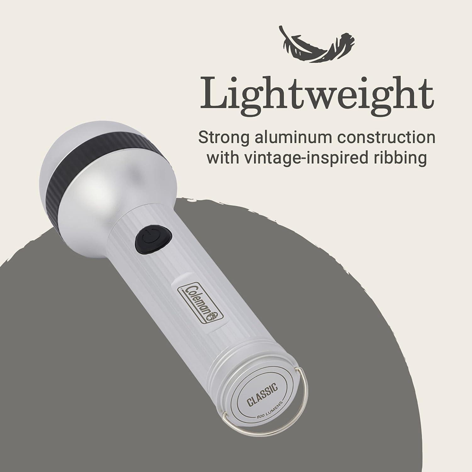 imageColeman Classic LED Flashlight Durable ampamp Lightweight Flashlight with Carry Handle Shines up to 650 Lumens Battery Operated Flashlight for Camping Emergencies ampamp Home Usage650l