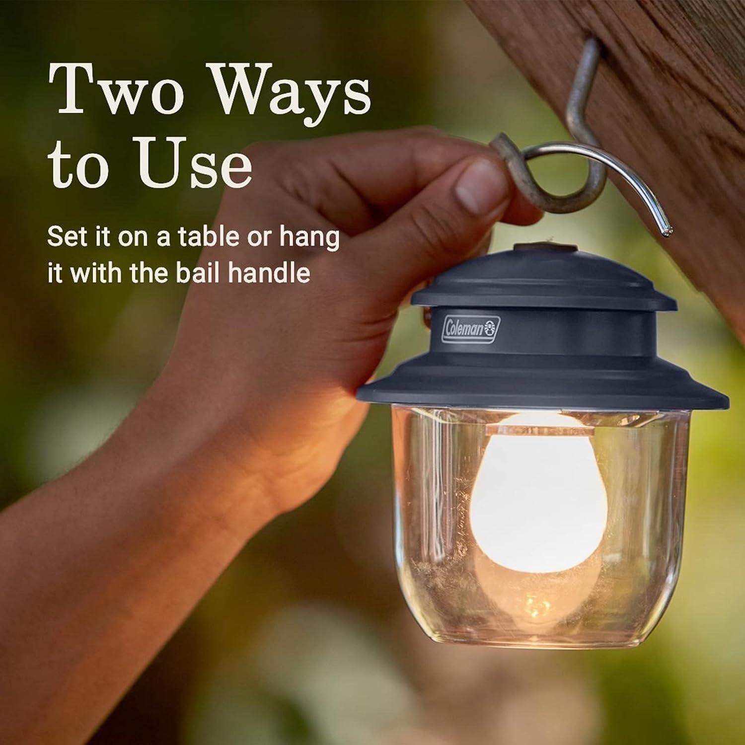 imageColeman Classic LED Lantern 300L500L Handheld Lantern with Hanging Handle Durable ampamp WaterResistant with Long Runtime for Camping Emergencies ampamp atHome UsageBlue