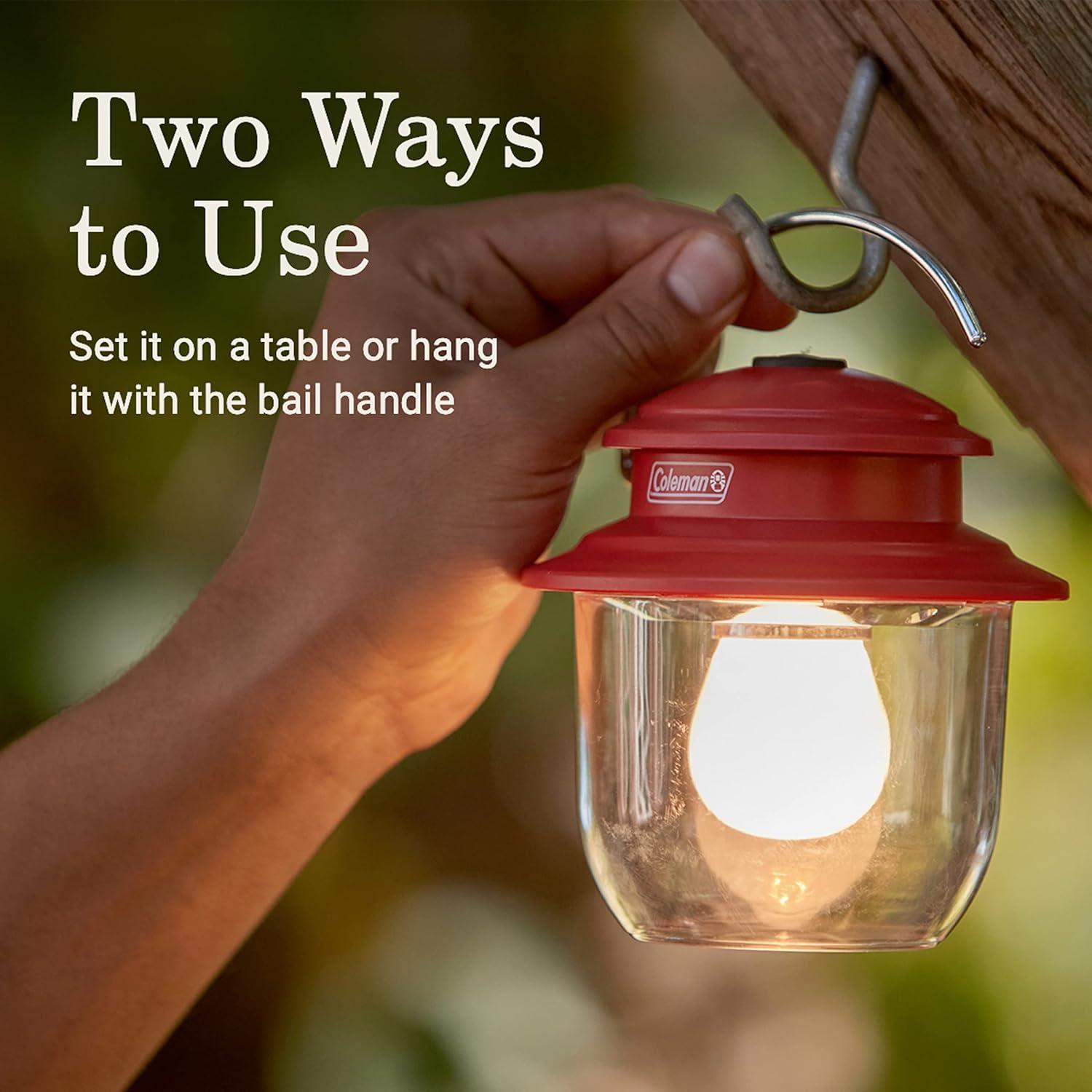 imageColeman Classic LED Lantern 300L500L Handheld Lantern with Hanging Handle Durable ampamp WaterResistant with Long Runtime for Camping Emergencies ampamp atHome UsageRed