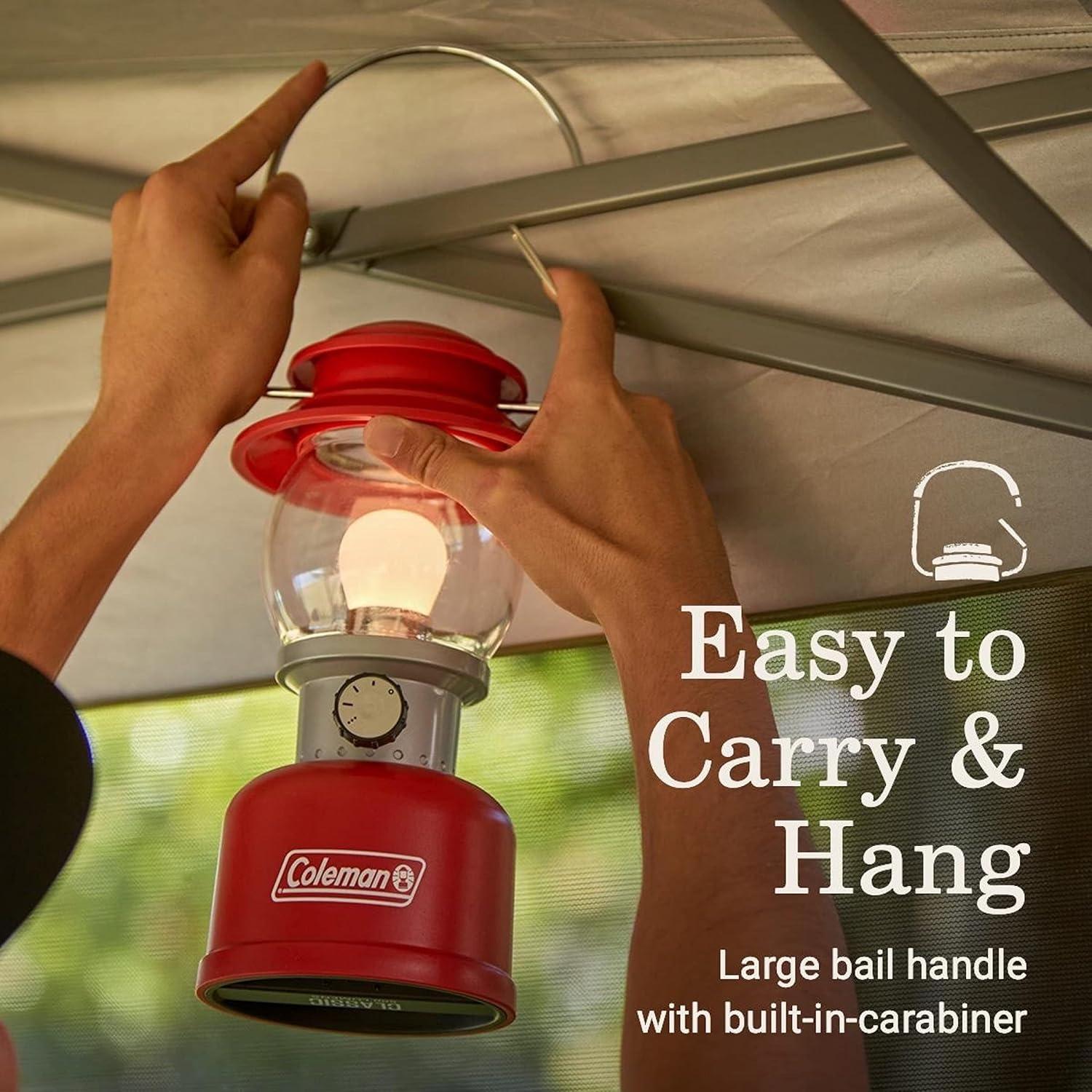 imageColeman Classic LED Lantern 300L500L Handheld Lantern with Hanging Handle Durable ampamp WaterResistant with Long Runtime for Camping Emergencies ampamp atHome UsageRed